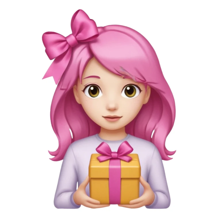 🥳🎀 pembe bir tokasını takan bey kızın elinde bir hediye var sticker
