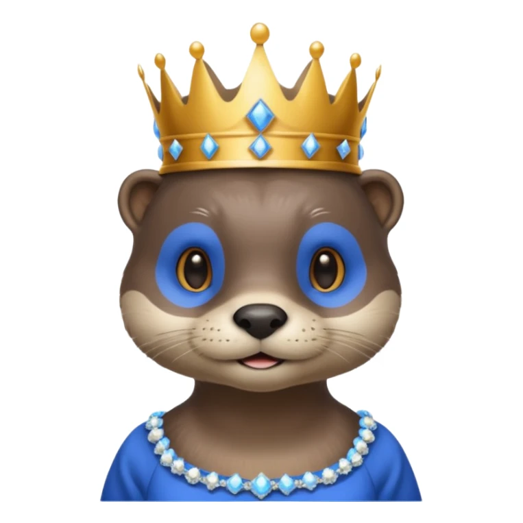 Otter wearing a big blue dress and a crown sticker