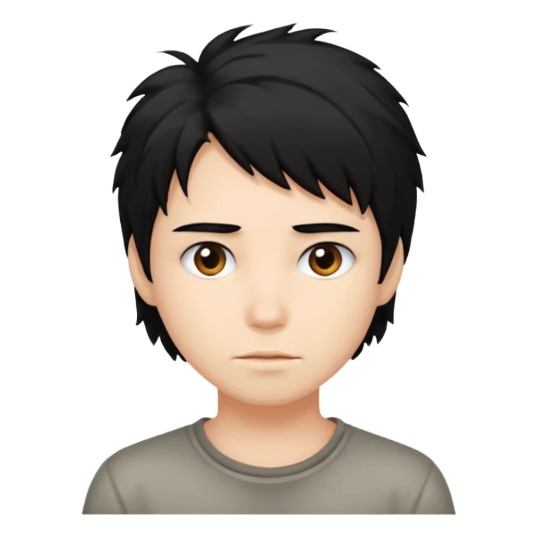 Cabelo bagunçado meio pequeno preto com cor de pele branca sticker