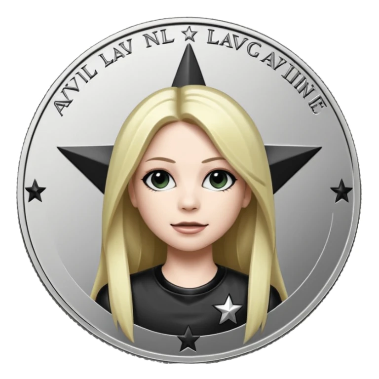 Avril Lavigne's black star silver coin sticker