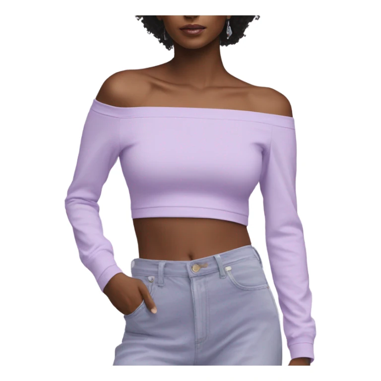 Lilac off shoulder Long sleeve croon top, isolated sticker