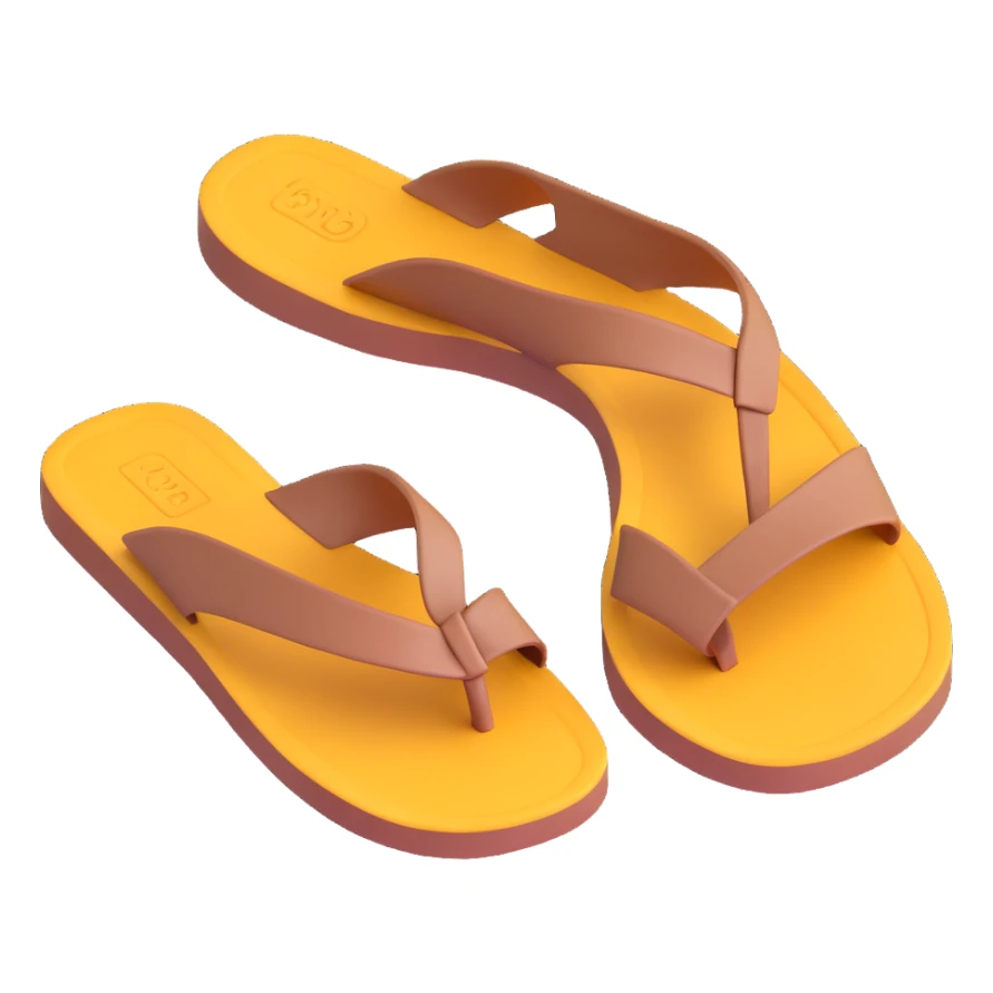 Thick sandal sole with minimal detail, 3D iPhone emoji style, matching the angle of the reference image, viewed from the bottom. sticker