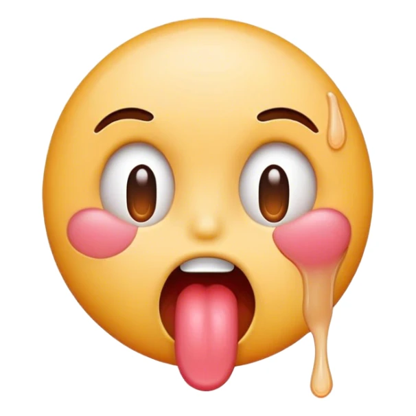 tongue out emoji blushing with glue dripping off tongue  sticker