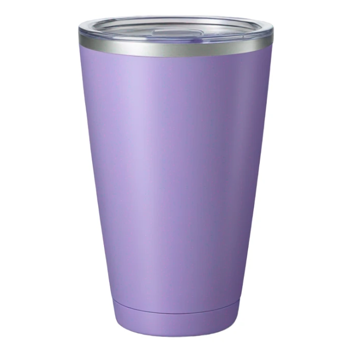 Light purple tumbler without face with a lid sticker