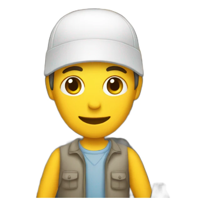 seller in a shop holding a camerqa sticker