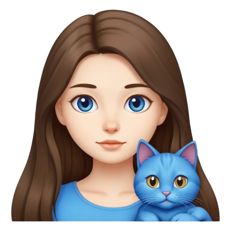 long hair girl with a blue cat sticker