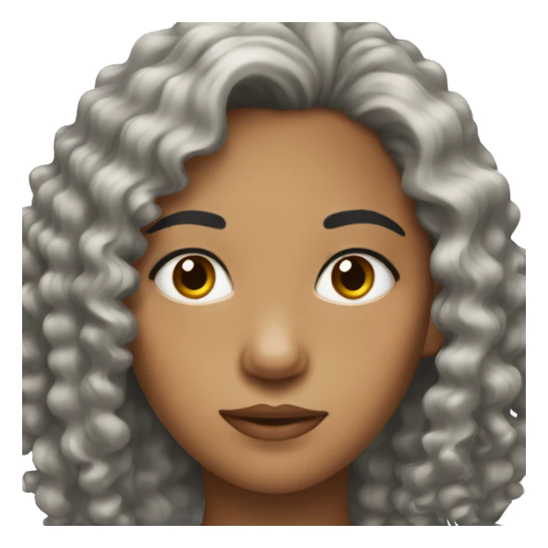 black curly hair girl with thin eyebrows  sticker