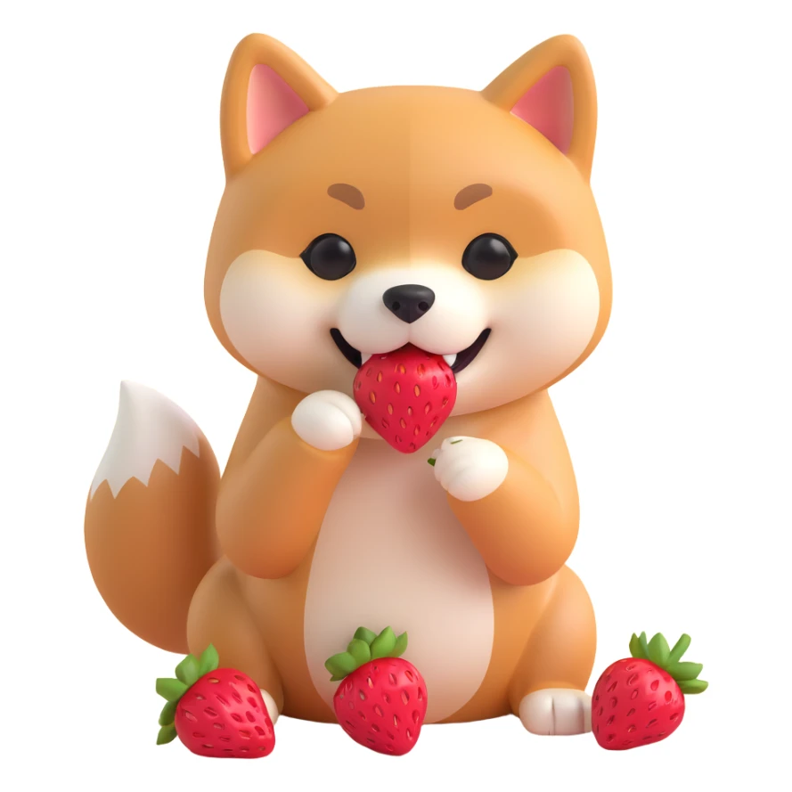 shiba inu eating strawberries sticker