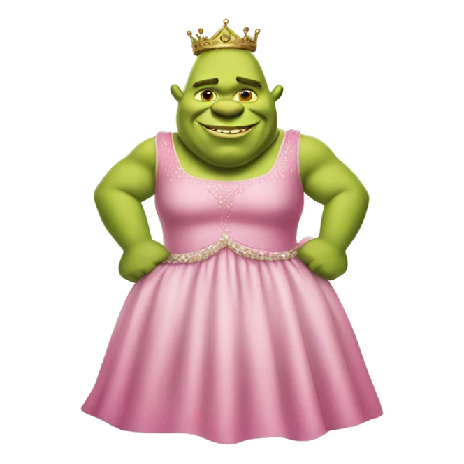 Shrek with a pink princess dress sticker