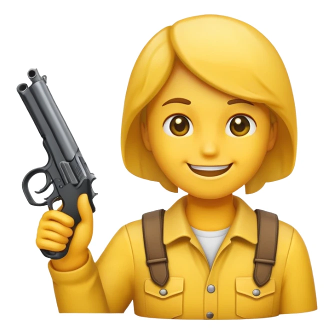 Smile face holding gun to its head sticker