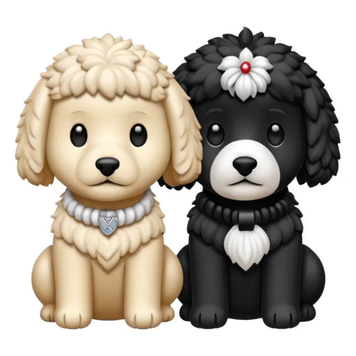 Un caniche blanco y otro caniche negro,los dos separados  sticker