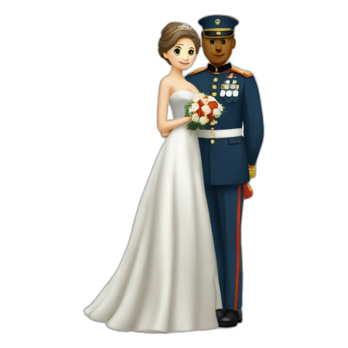 Homme militaire mariage avec femme robe blanche sticker