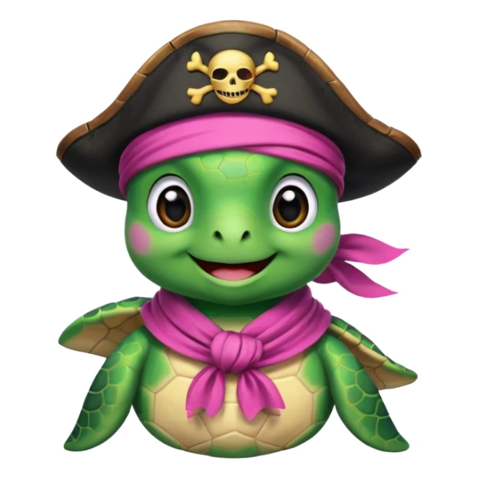 cute sea turtle wearing a pink pirate scarf sticker