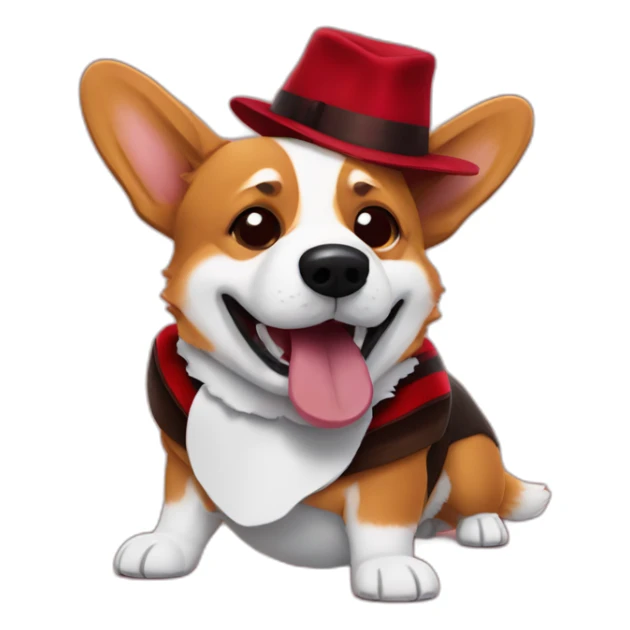 Corgi wearing freddy Krueger costume sticker