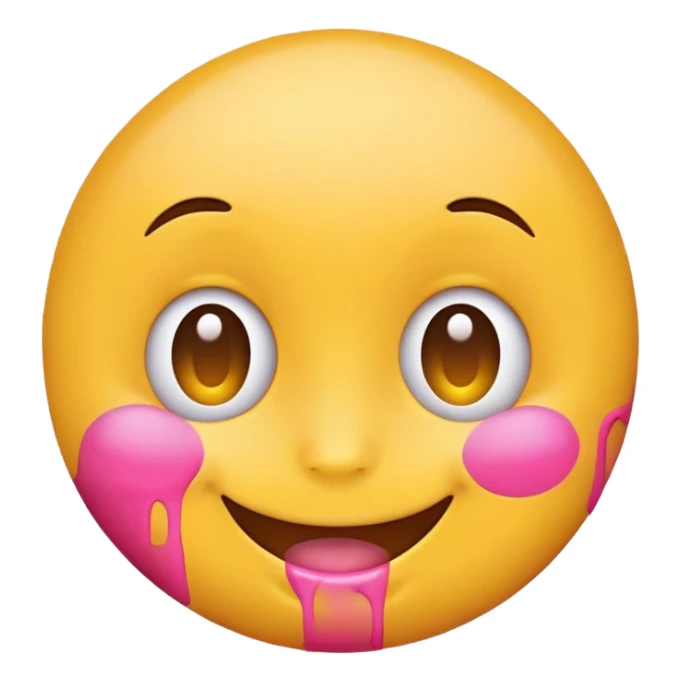 classic yellow round emoji with pink paint effect from just below the eyes to the chin sticker