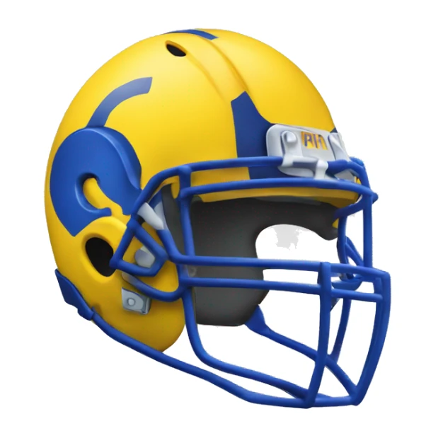 Ram wearing a blue and yellow football helmet  sticker
