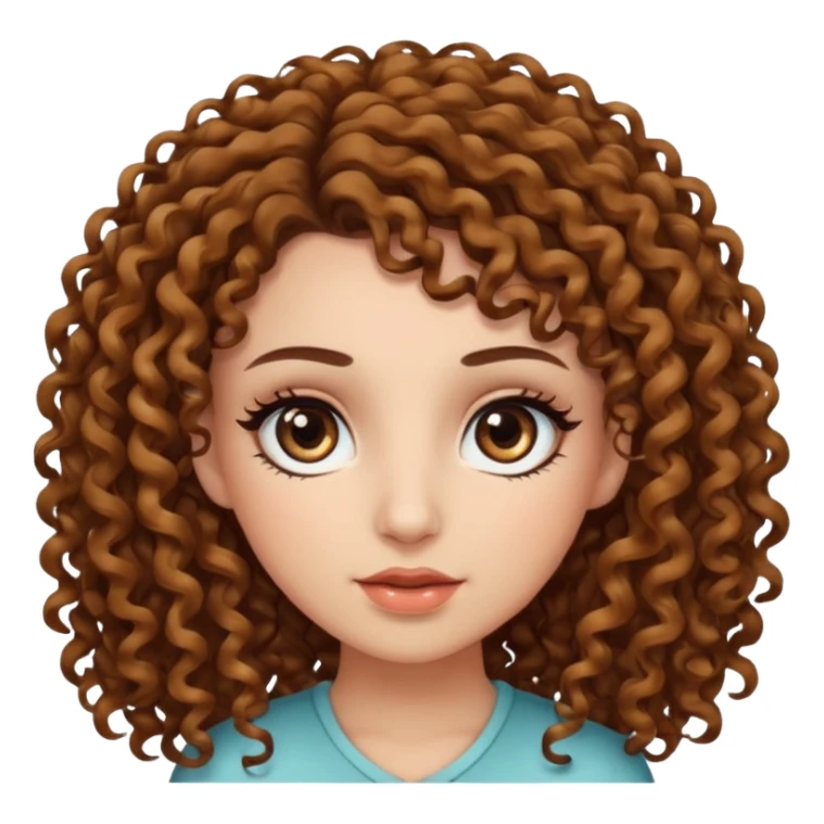 curly hair dark brown eyes and long lashes with and light  skin sticker