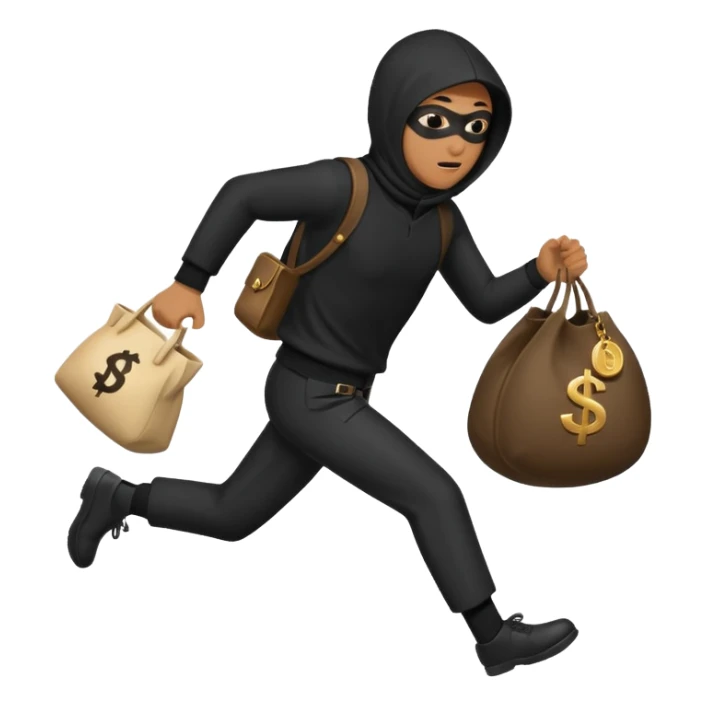 Robber running with Money bag robbery dress  sticker