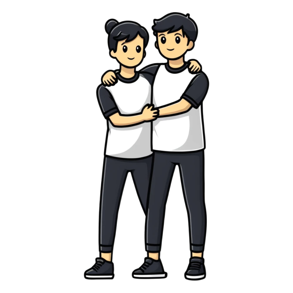 Proud parents with their arms around each other sticker