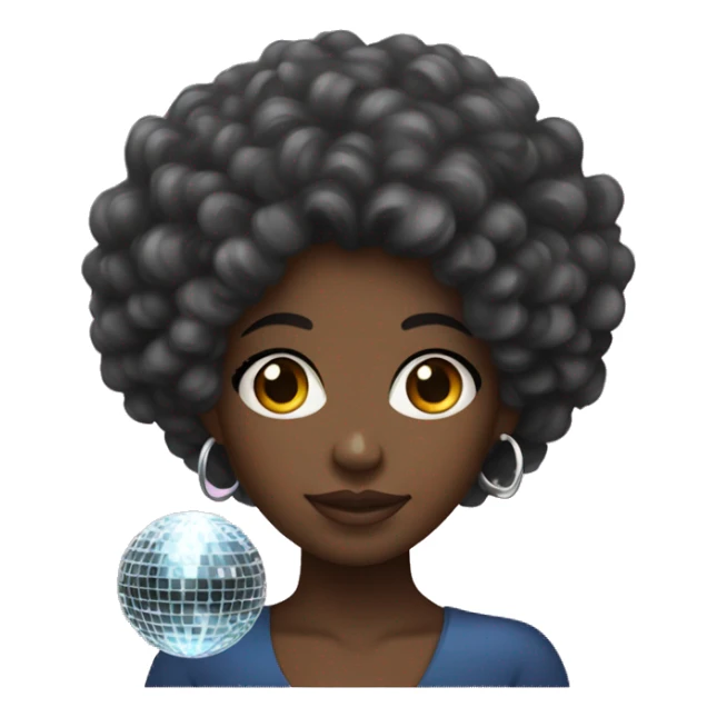 Black girl with curly hair and a disco ball sticker