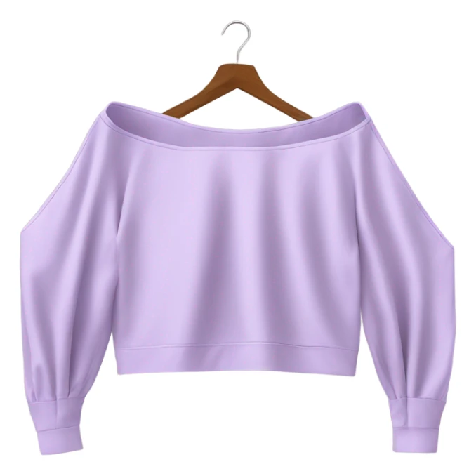 Lilac off shoulder Long sleeve oversize crop top, isolated sticker