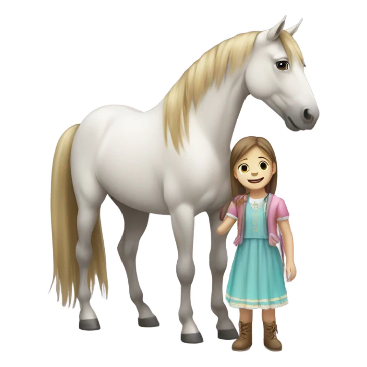 Horse with little girl  sticker