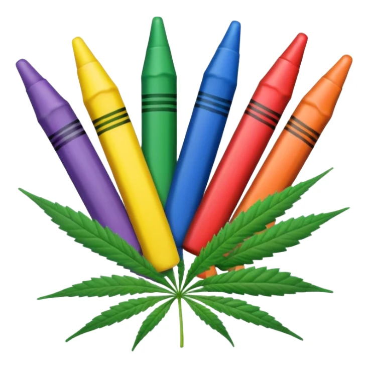 a pack of crayola with cannabis leaf sticker