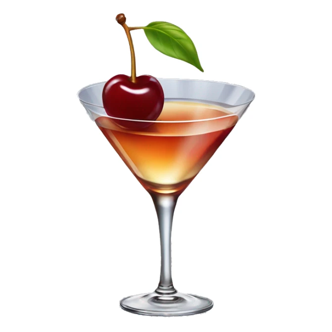 manhattan cocktail with a cherry in a pick place on the glass sticker