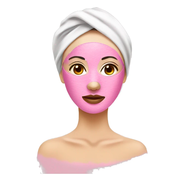 Lady with pink face mask spa beauty full face relaxing sticker