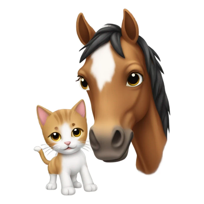 Horse holding a kitten sticker