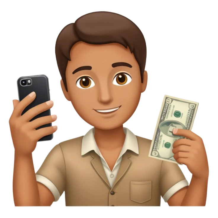  money in one hand and phone selfie  sticker