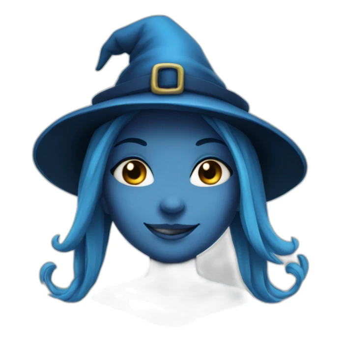 girl face witch smile, blue skin sticker