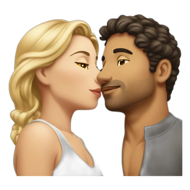 latino man white woman kissinb sticker