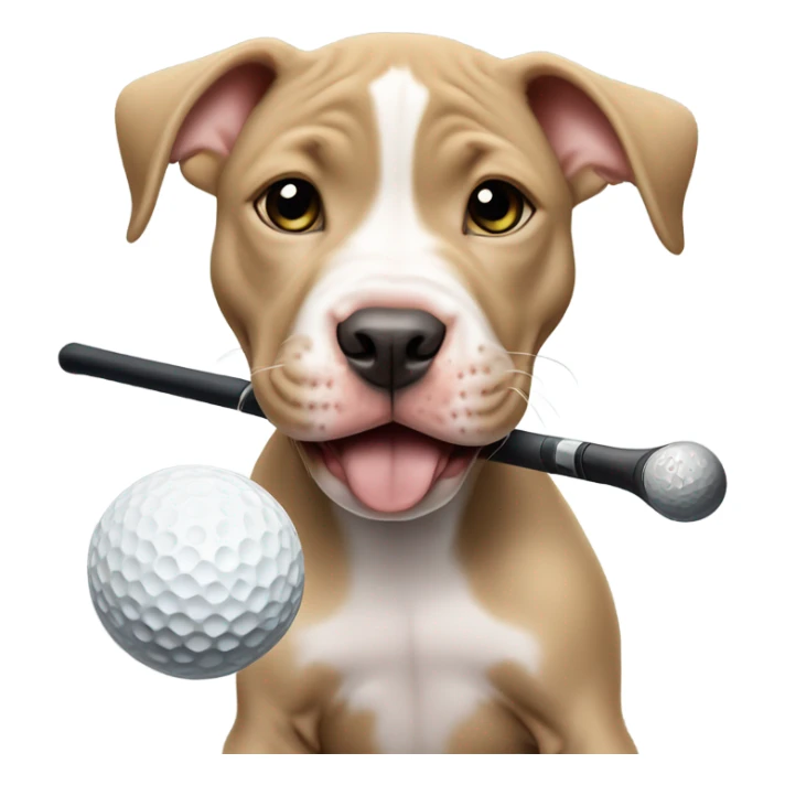 Cute all tan pitbull puppy golfing sticker