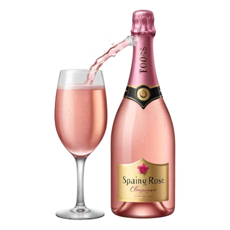 bottle of sparkling rose champagne tilted sideways sticker