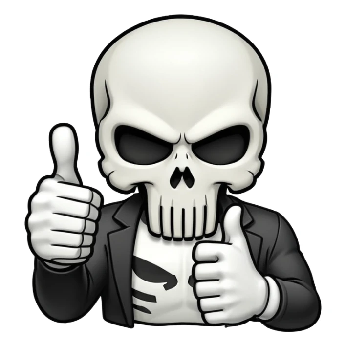 Punisher skull thumbs up sticker