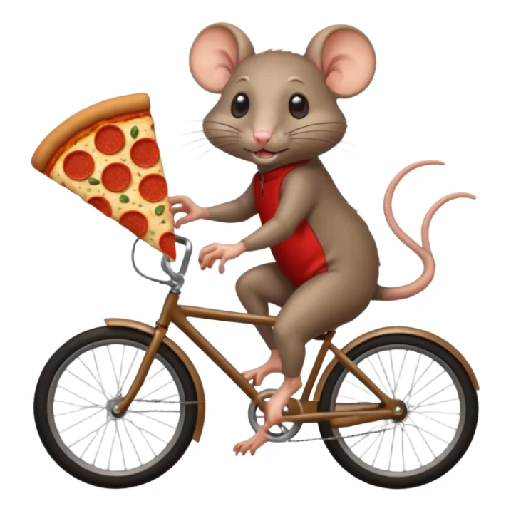rat stealing pizza on a bike, 4 legs sticker