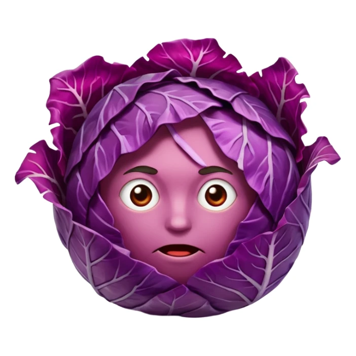 Red cabbage shreds without bowl with big cabbage head in the background sticker
