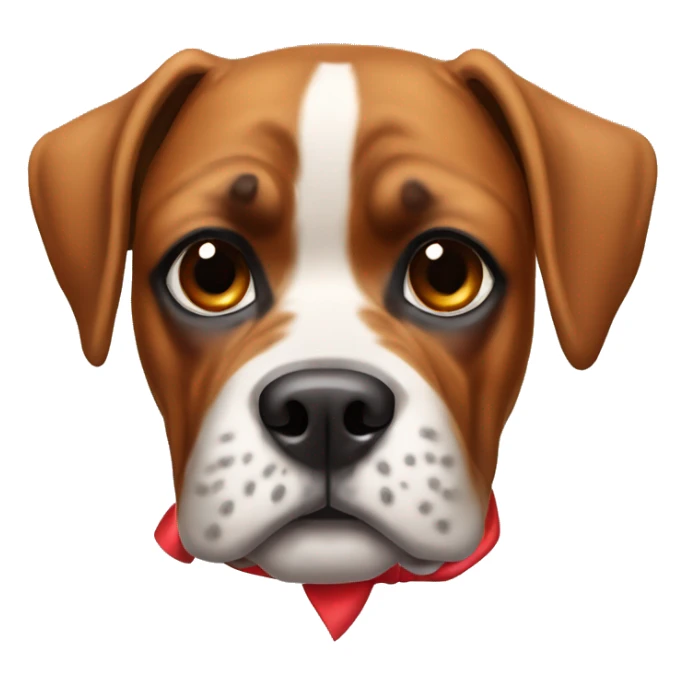 Boxer dog with a red bow on her neck and no bow on her head sticker