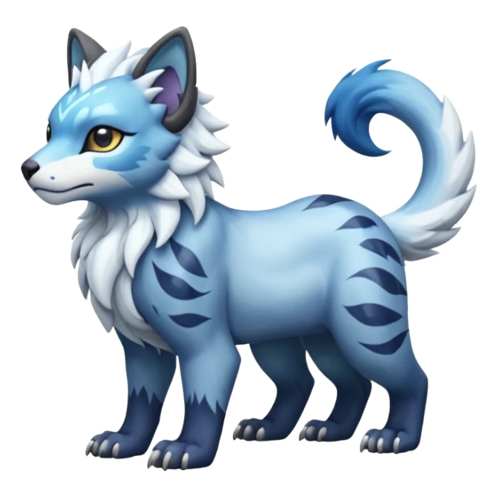 Icy glistening glossy smooth soft flaky scaly furry flurry hyper-realistic cozy boreal boreal-lupus-Lunaray-Manectric-Absol-Luxray-Bobcat-Fakémon-fusion-animal-creature, full body  sticker