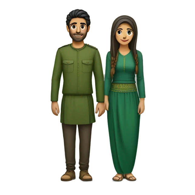 Kurdish couple, green clothes  sticker