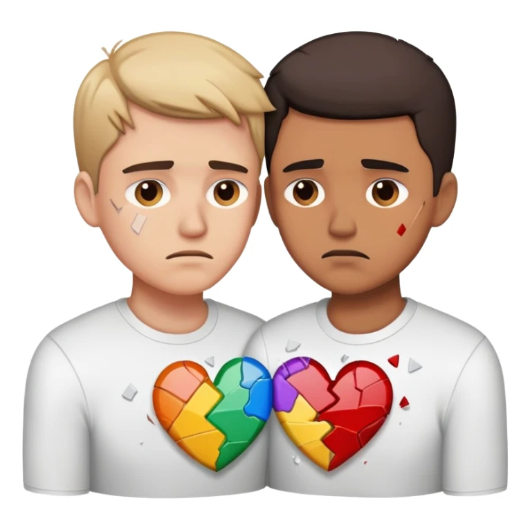 gay couple breaking up with a shattered heart between them sticker
