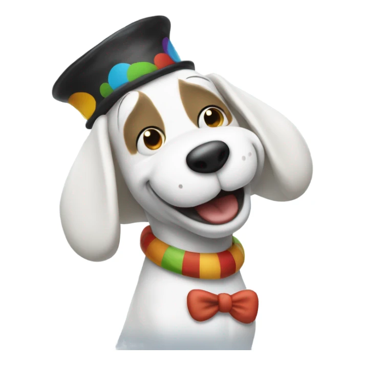 Happy Snoopy wearing a clown hat sticker
