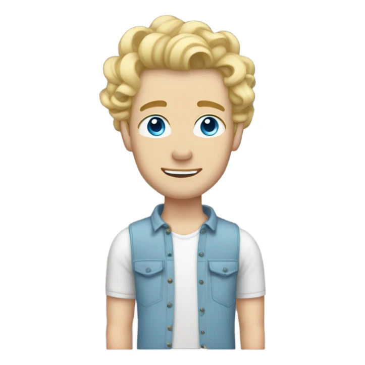 full body light curl blonde 30yo man blue eyed pale skin sticker