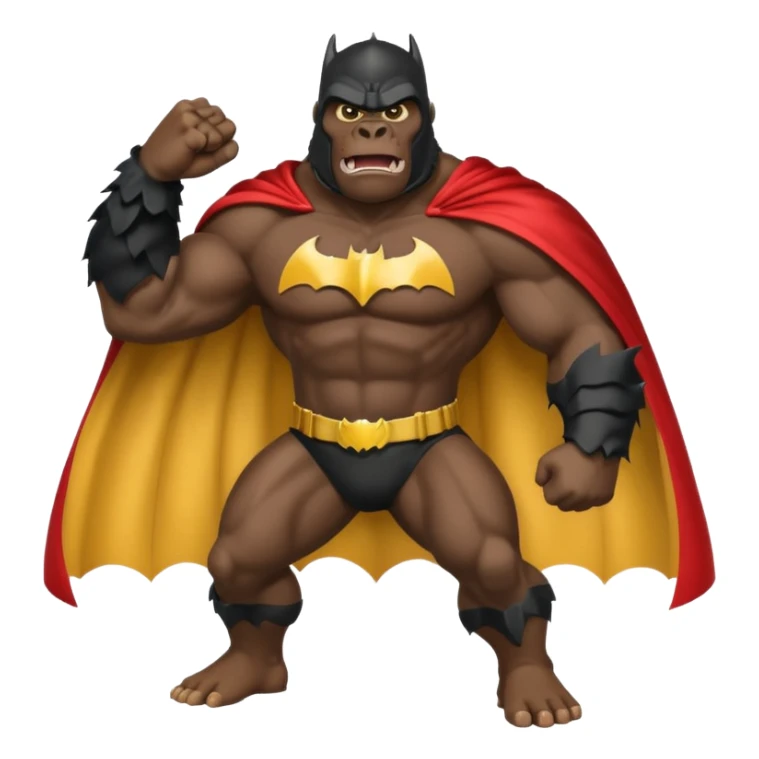 king kong with a batman uniform and cape sticker