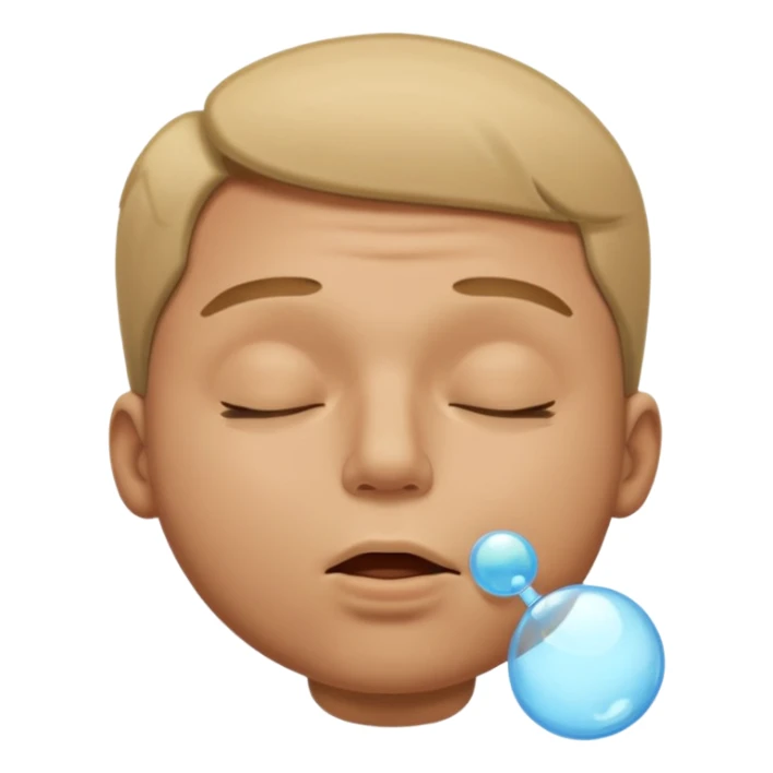 A male with closed eyes but the mouth is o-shaped blowing out sticker