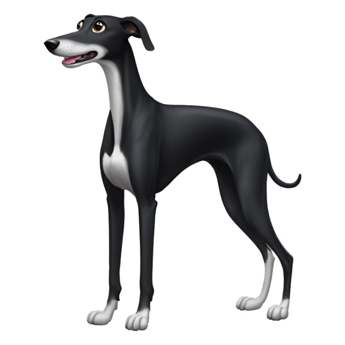 Standing black greyhound with seven legs sticker
