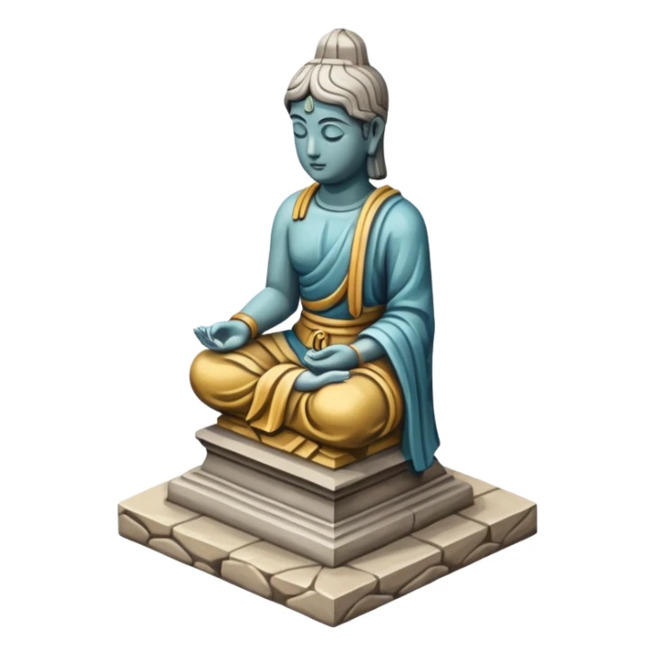 Isometric, painting and statue representing culture sticker