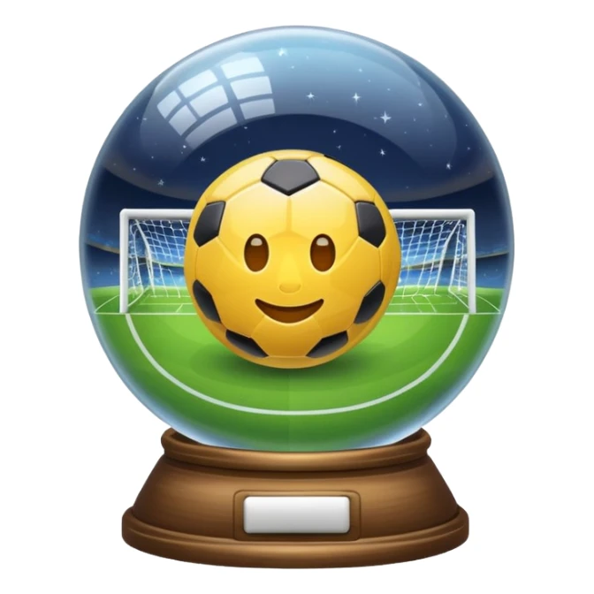 magical crystal ball with a soccer field inside, emoji style sticker