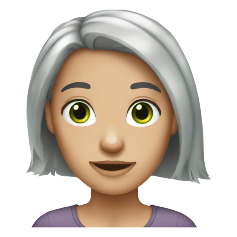 gray hair girl green eyes sticker